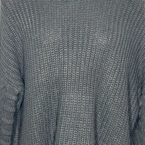 Racheal Lantern Cable Knit Pullover Sweater L | Dolman Sleeve Oversized Knit Black Size L