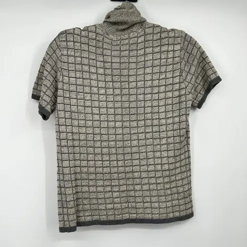 Carlisle Womens Gray Cardigan Set Silk Blend Zip LS Turtleneck SS Preppy Classy