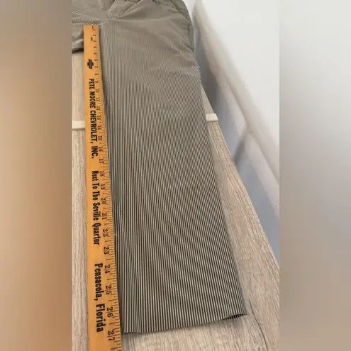 Norma Kamali Norma Kamala Seersucker Pin Stripe Pants Taupe Cropped Cotton Blend Size 10