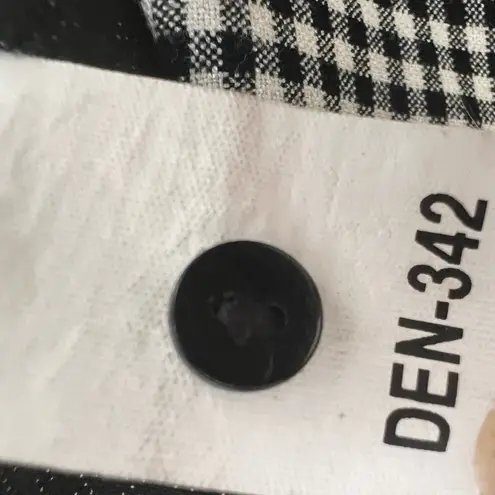 ZARA NWOT  Black White Mini Gingham Long Sleeve V Neck Peplum Blouse M