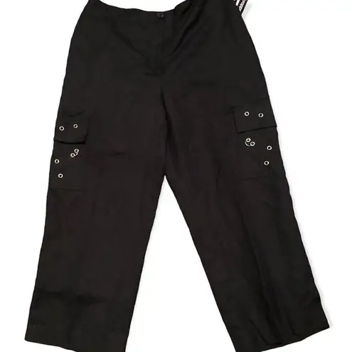 Larry Levine black cropped Linen pants size 10P