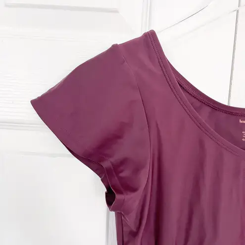 Honey Mark Pepper Swimsuit Dress in Wine Burgundy Red