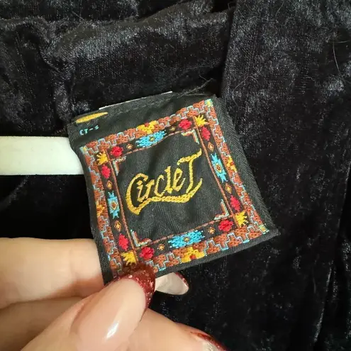 Vintage Circle T Western Velour Patchwork Maxi Dress Sz S Circus Witchy Peasant Black