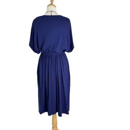 Universal Standard NWT Knit Dress Popover Wrap Tie Front Navy Size L