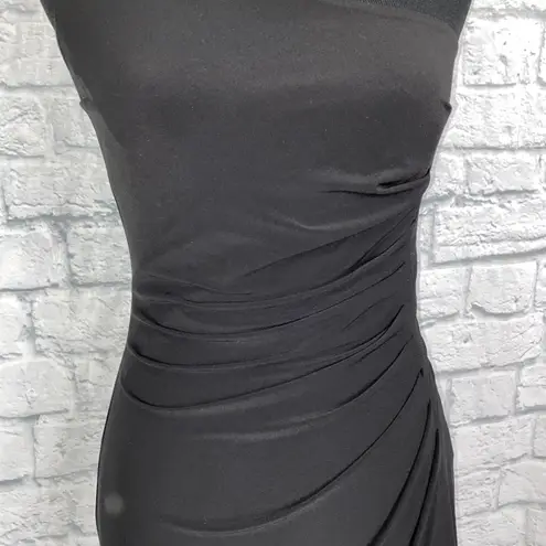 JS Boutique one shoulder rouched dress w/sequin appliqué black sz 6