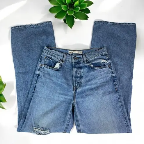 GRLFRND Brooklyn High Rise Loose Straight Jeans in Lost Palms - 28