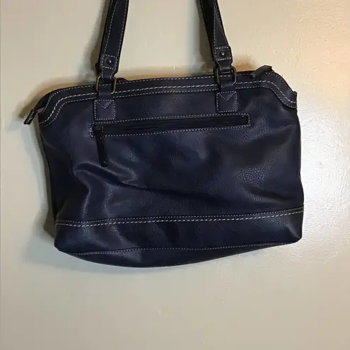 boc Navy Blue Leather Satchel Handbag EUC (some flaws);