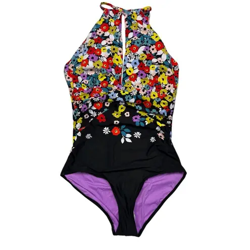 Anne cole *New 1 Pc Swimsuit Womens 12 Floral Plunge Keyhole Beach Travel Resort