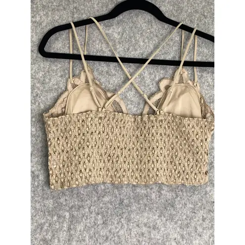 Zenana Outfitters Lace Bralette Beige 1X Plus Size Crochet Crop Top Festival Boho Layering