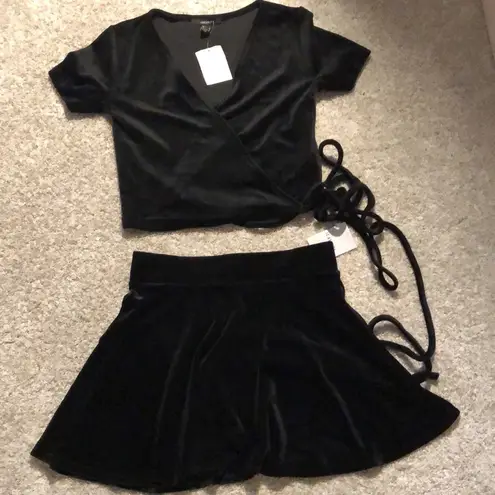 Forever 21  velvet wrap top and skirt, new with tag