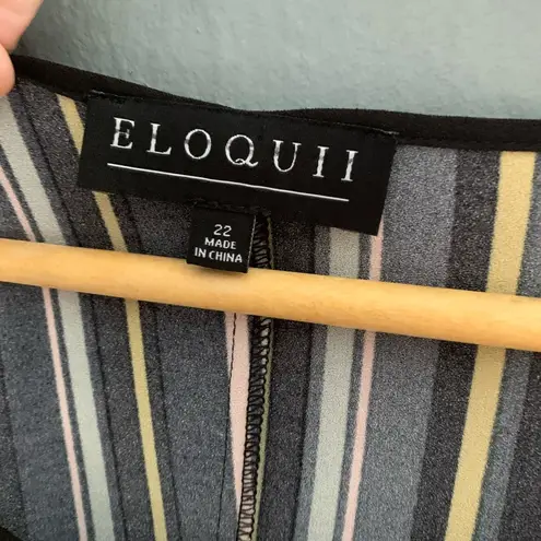 Eloquii black striped asymmetrical ruffle dress