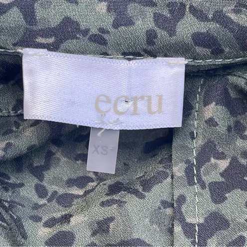 Ecru Ronan Midi Shirtdress, Green Camo, sweater cuffs long sleeves, collar Sz XS