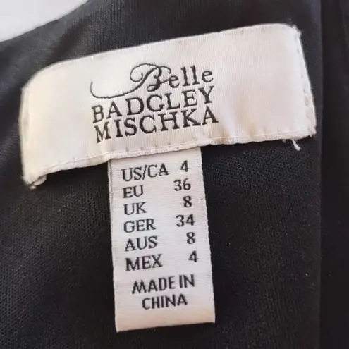 Belle Badgley Mischka Sleeveless Sheath Black Dress Beaded Design Women's 4.