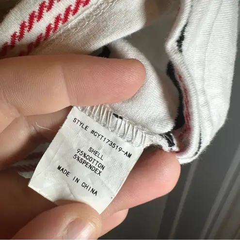 Code x Mode White/Red/Blue Striped Puff Sleeve Top size S