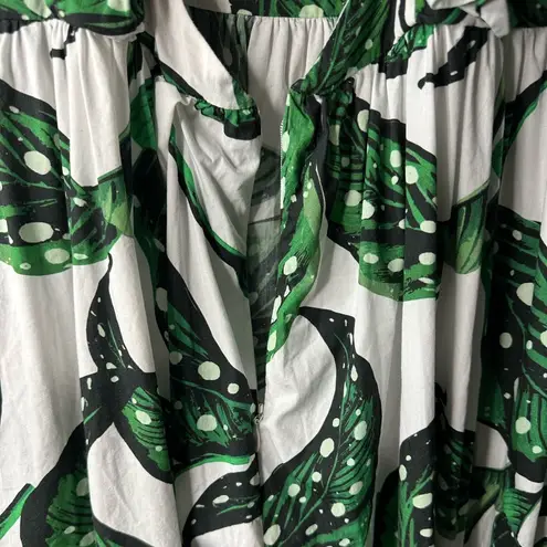 Borgo De Nor Liya Leaf Print Flared Dress Size 8 US (12 UK) Green