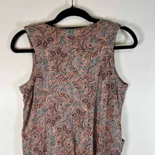 J Jill Womens Pink Brown Paisley Sleeveless V