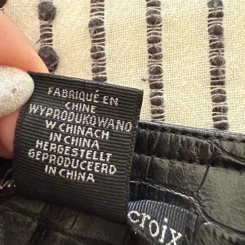 Christian LaCroix | Black Boucle Vegan Croc Leather Button front Mini Skirt Sz 2 - Image 5