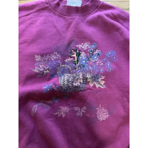 Northern Reflections Sweatshirt Women Size Large Floral Fall Holiday Grandma VTG