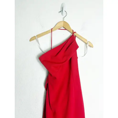 Katie May Bananas Midi Dress Size Small Cherry Red Asymmetric One Shoulder