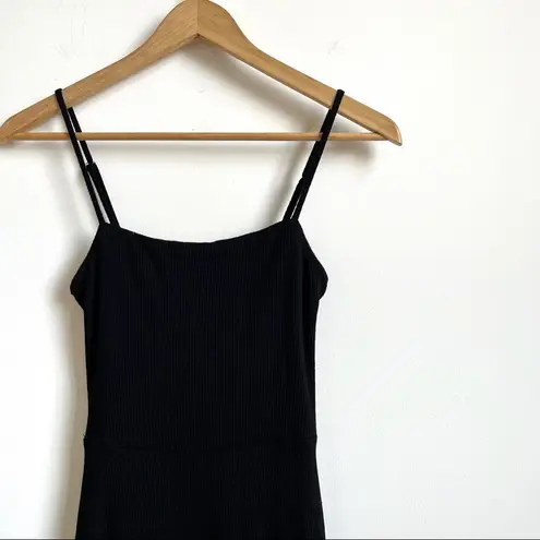 Soprano  Y2K Rib Knit Fit and Flare Cami Dress Black Small