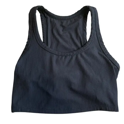 All In Motion Womens’s S Longline Light Support Sports Bra Black Ribbed Crop