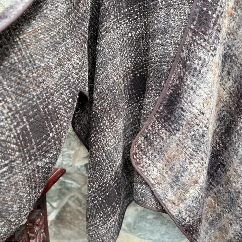 Wool Blend Plaid Woven Blanket Shawl Wrap Brown