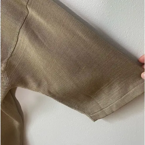 Henri Bendel Women's Silk Knit Blouse Taupe Size L Casual Crew Neck