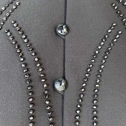 Dressbarn Collection Beaded Embellished Bell Cuff Dressy Cocktail Jacket SZ 16W Black