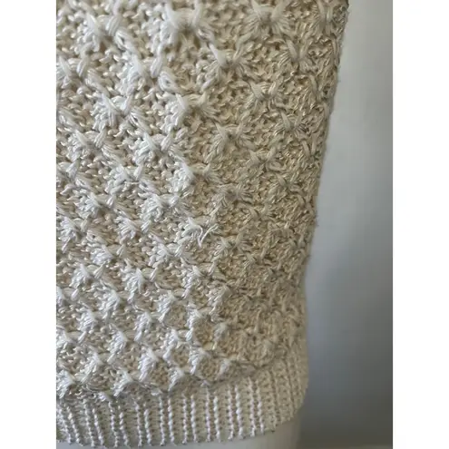 Vintage 80s cream caramel swirl Snapdragon waffle geometric print sweater Small Brown