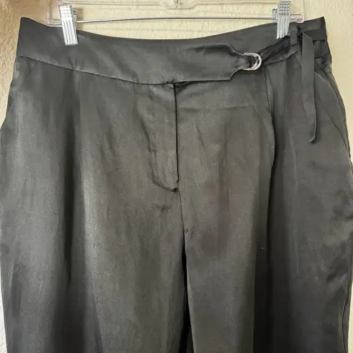 Karen Millen New Black Silk Blend Tapered Leg Cuffed Pants Size 10