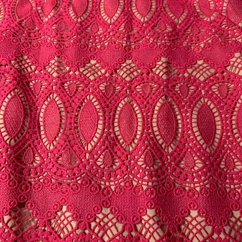 Eliza J Pink Scalloped Lace Crewneck Sheath Dress