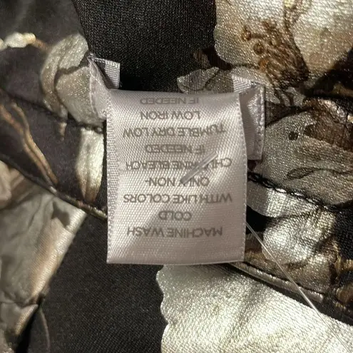 Avenue Metalic Floral Roses Pull On Pencil Skirt Black Gold Silver Women’s 14/16