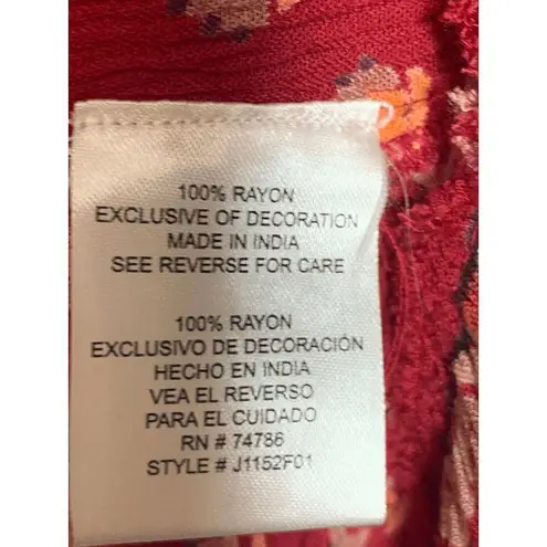 Patrons of Peace Women's Sangria Floral Embroidered Indian Tank Top Red Small