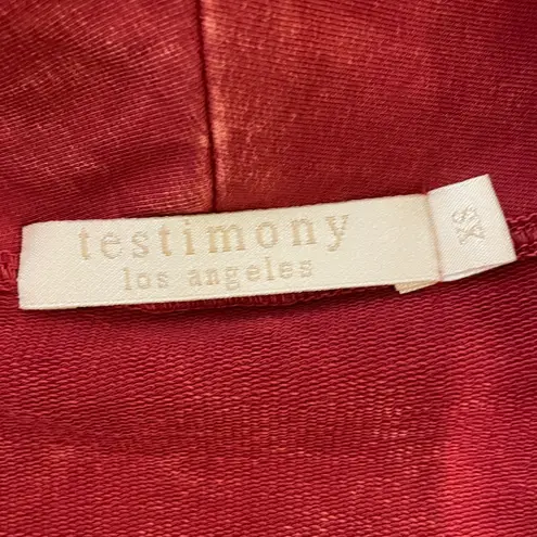 Testimony Los Angeles Reba French Terry Long 3 Button Jacket Plum Red Size XS