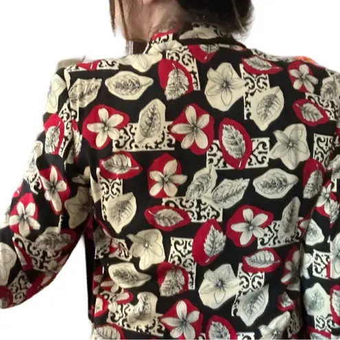 Vintage Don Caster Floral Wool Blend Suit Jacket With Sash White Size 8