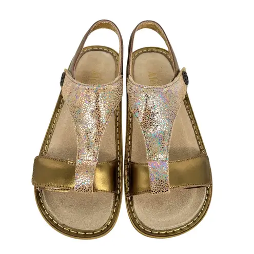 Alegria Kendra Gold Leather Luminescent Accent Sandals Size 38 8