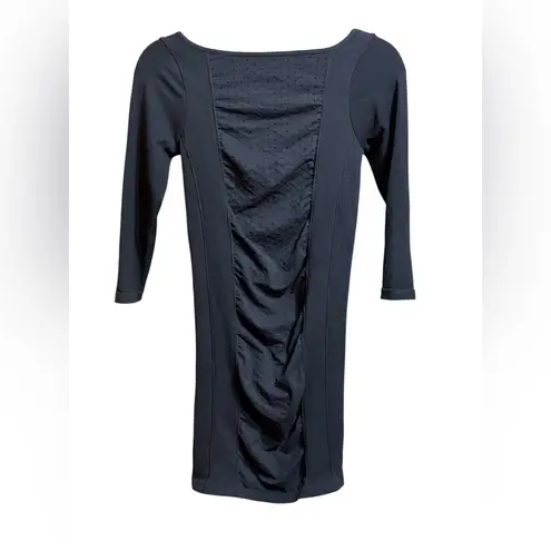 Free People  Intimately Sexy Black BodyCon Ruched Swiss Dot Sheath Dress Sz M / L