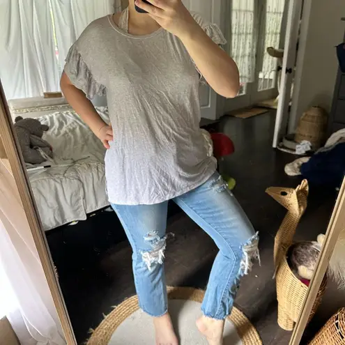 Aerie  Women’s Extra Small Grey Bell Sleeve Short Sleeve Just Add Leggings Top