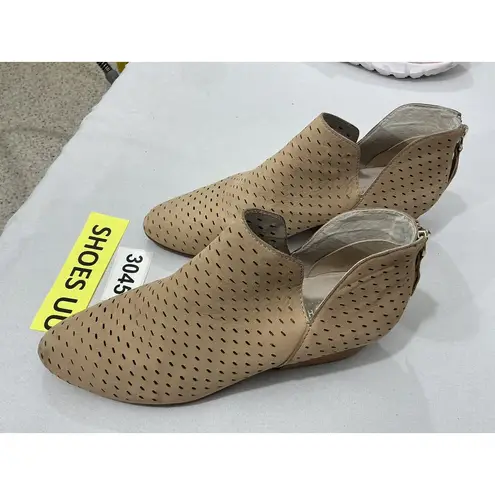 Womans Kenneth Cole Ny Size 7 M Cooper Beige Vented Zip Cut Out Booties Tan