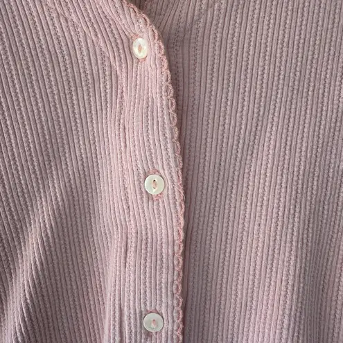 G.H. Bass & Co. Pink Button Front Short Sleeve Top – 100% Cotton, Size L Size L