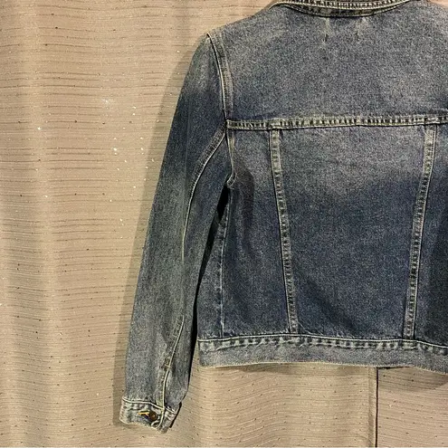 Dex Acid Wash Two Pocket Button Down Denim Jean Jacket Size S Blue