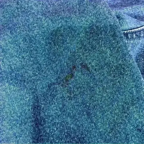 Classic Elements Denim Shirt Shacket Christmas Embroidered Size Medium Holiday