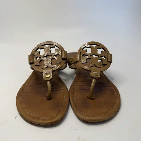Tory Burch  Miller Brown Leather Medallion Flip Flop Sandals Size 7.5 Classic - Image 3