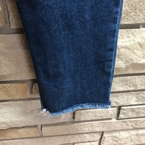 Democracy Ab Solution Straight Leg Jeans Dark Wash raw hem Rainbow thread 6