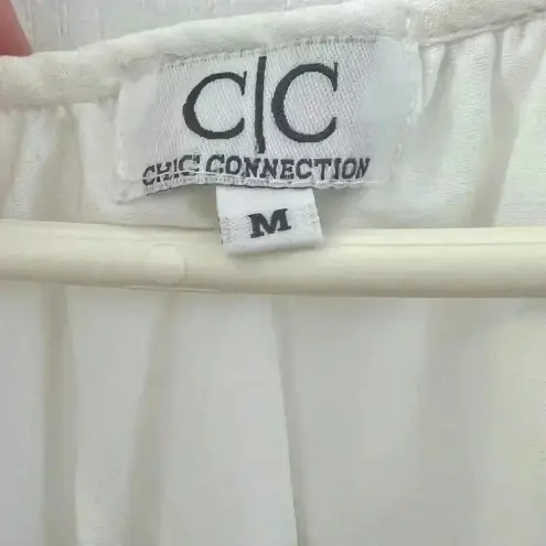 Chic Connection White And Blue Coastal Cowgirl Boho Mini Dress (Size M) Size M