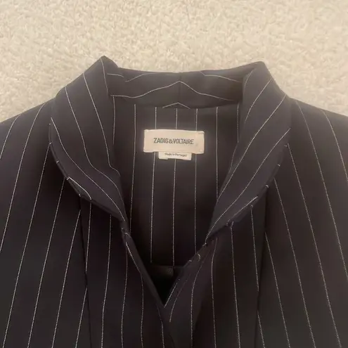 Zadig & Voltaire VEX Striped 'Fever' Waistcoat Black Pinstripe Size S