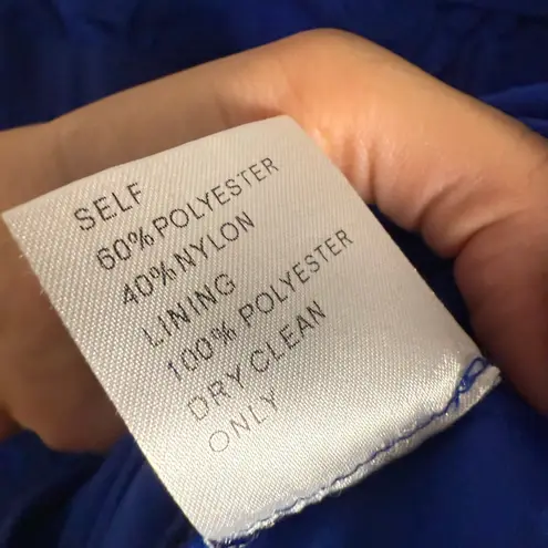 Tadashi Shoji Royal Blue Lace Sleeveless Sheath Cocktail Dress Size 8 Petite