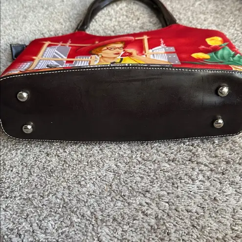 Bueno EUC tote bag. Canvas exterior with embellishments on one side