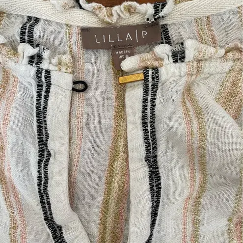 Lilla P Woven Stripe Ruffle Sleeve Tank