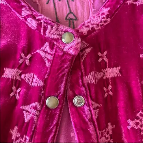 Johnny Was Embroidered Ellen Oversized Velvet Tunic Top XS